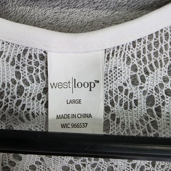 Womens White West Loop Crochet Cover Up Lace Tank Top Sleeveless Round Neck L - Picture 3 of 10